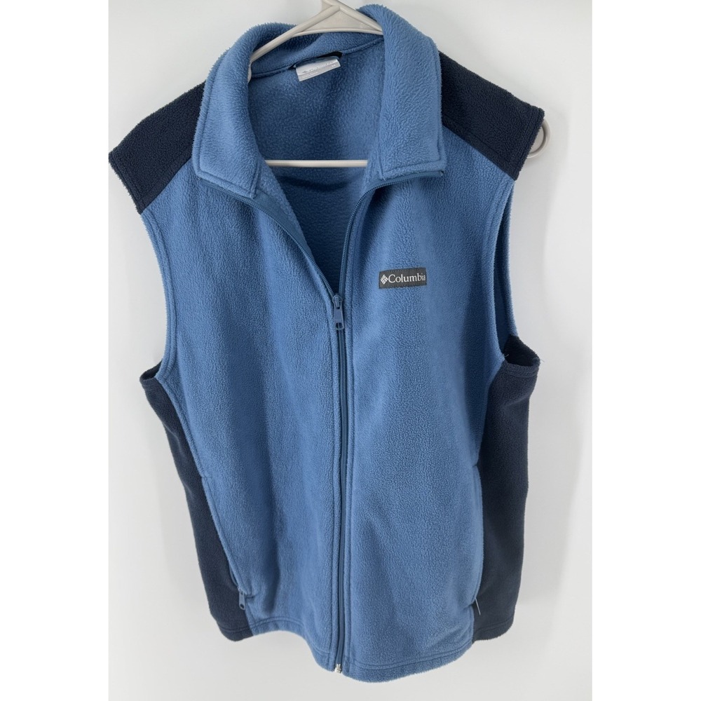 Columbia Steens Mountain Fleece Vest Mens Size Medium Blue Polyester Warm